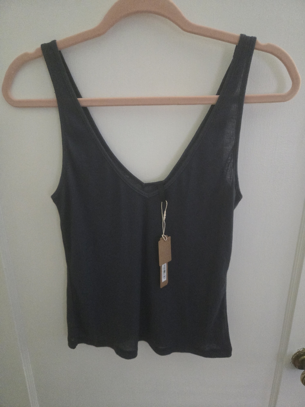 SKIMS Black V-Neck Ribbed Tank Sleet